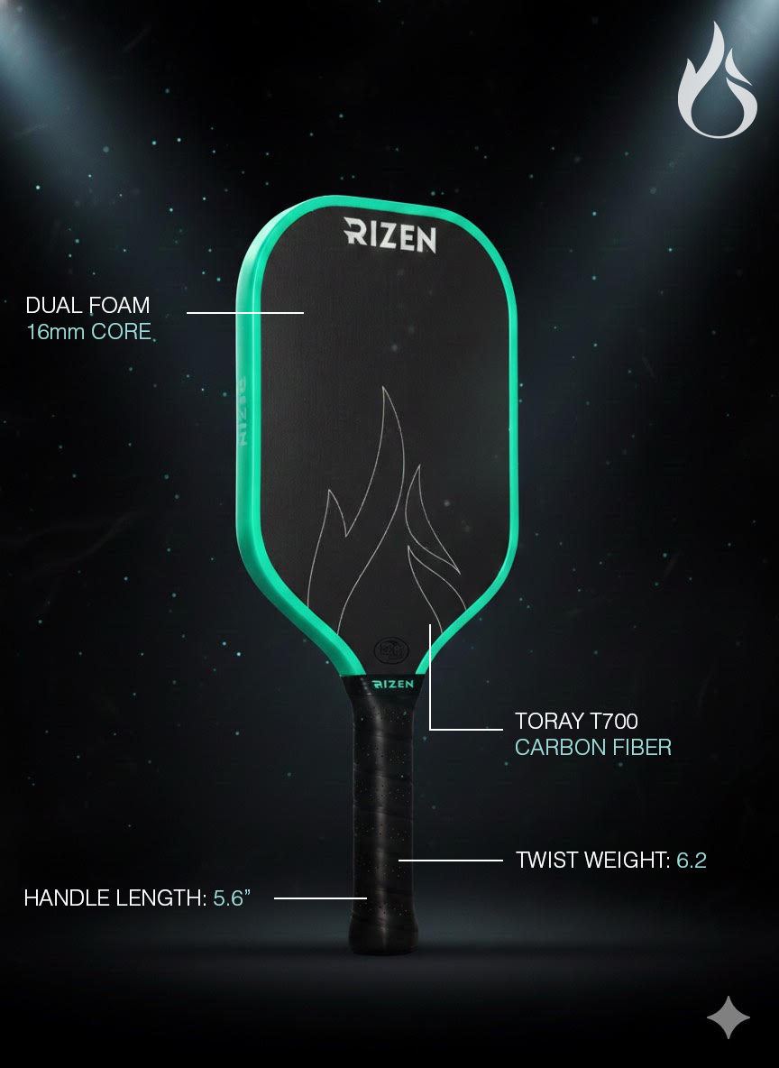 Rizen Ascent 16mm Elongated Pickleball Paddle